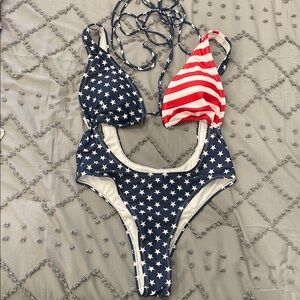 Patriotic Star and Stripe monokini nwot